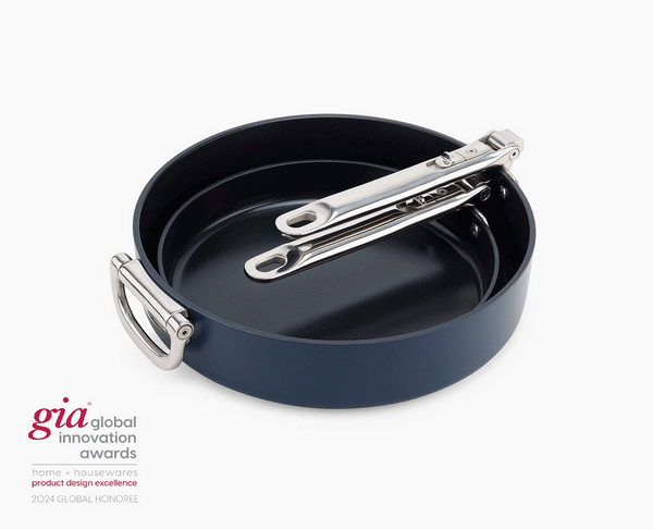 joseph joseph Space Folding Handle Ceramic Non-stick 3-piece Blue Cookware Set