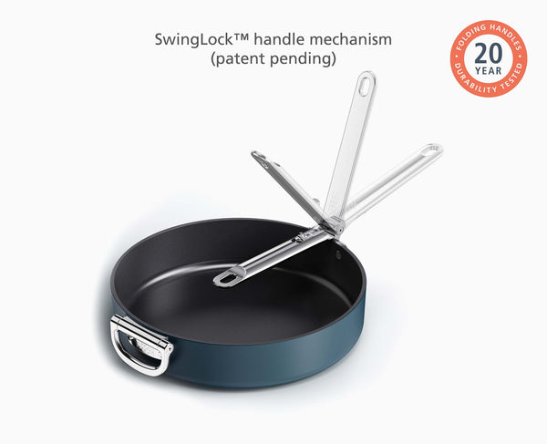 Joseph Joseph Space Folding Handle Ceramic Non-stick 4.4 Qt. Blue Sauté Pan