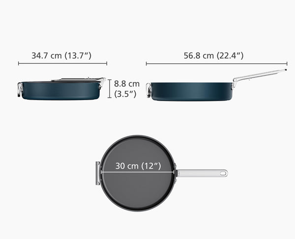 Joseph Joseph Space Folding Handle Ceramic Non-stick 4.4 Qt. Blue Sauté Pan