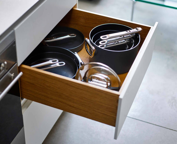 Joseph Joseph Space Folding Handle Ceramic Non-stick 5.4 Qt. Blue Saucepan & Lid