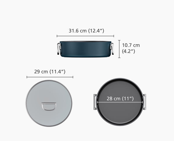 Joseph Joseph Space Folding Handle Ceramic Non-stick 5 Qt. Blue Shallow Casserole Pan & Lid