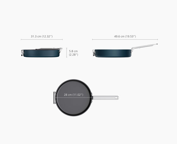 Joseph Joseph Space Folding Handle Non-Stick 11" Blue Shallow Frying Pan