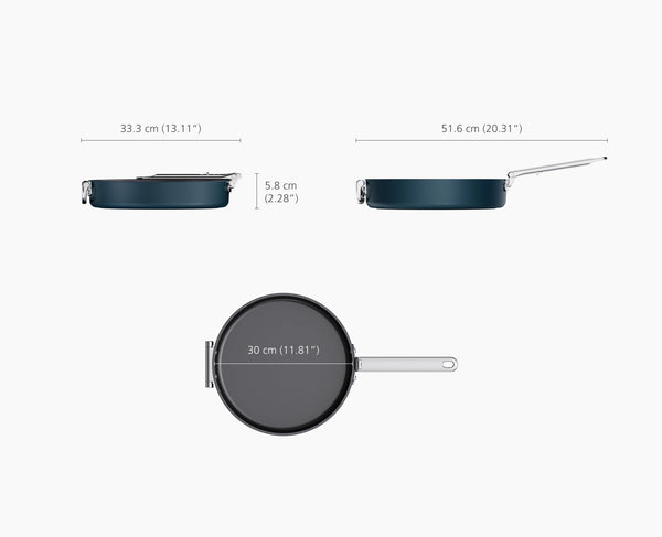 Joseph Joseph Space Folding Handle Non-Stick 12" Blue Shallow Frying Pan