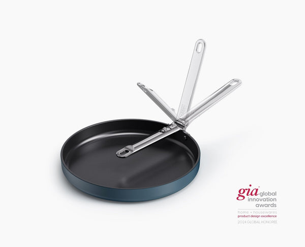 joseph joseph Space Folding Handle Non-Stick 12" Blue Shallow Frying Pan