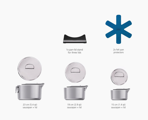 Joseph Joseph Space Steel Folding Handle 6-Piece Saucepan Set