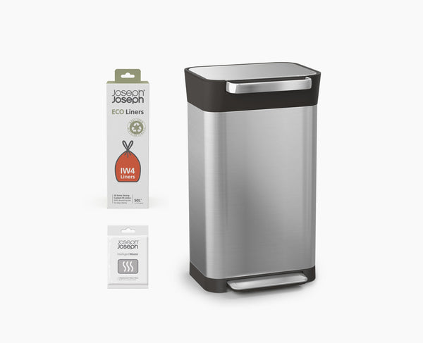 joseph joseph Titan 30L Stainless-steel Starter Set with Recycled Trash Bags