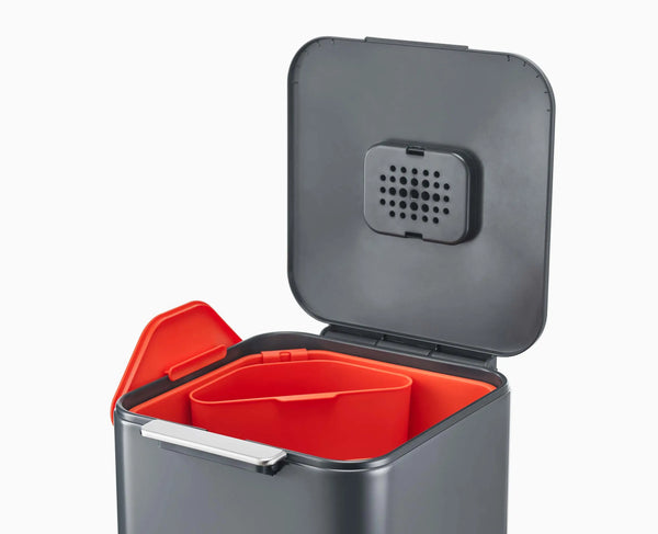 Joseph Joseph Totem Compact 40L Gray Waste & Recycling Trash Can