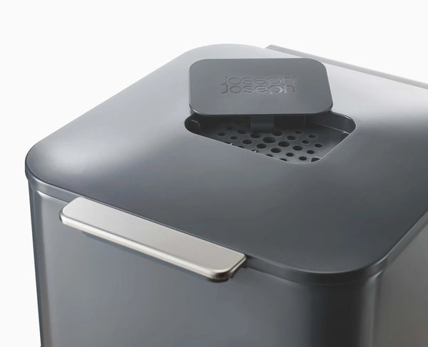 Joseph Joseph Totem Compact 40L Gray Waste & Recycling Trash Can