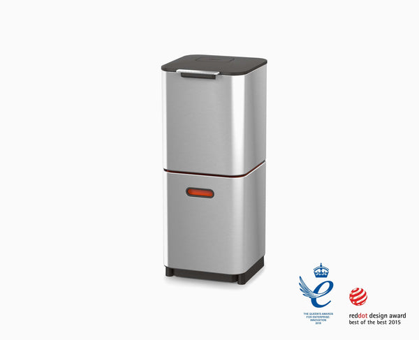 Joseph Joseph Totem Compact 40L Stainless-steel Waste & Recycling Trash Can