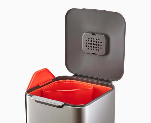 Joseph Joseph Totem Compact 40L Stainless-steel Waste & Recycling Trash Can