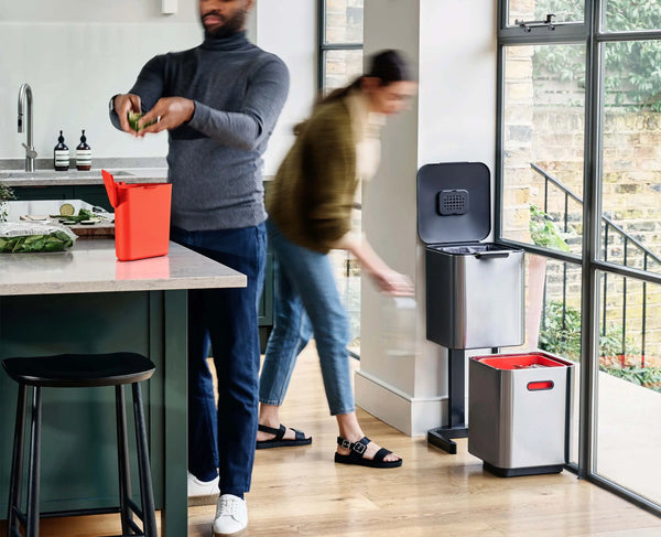 Joseph Joseph Totem Compact 40L Stainless-steel Waste & Recycling Trash Can Starter Set