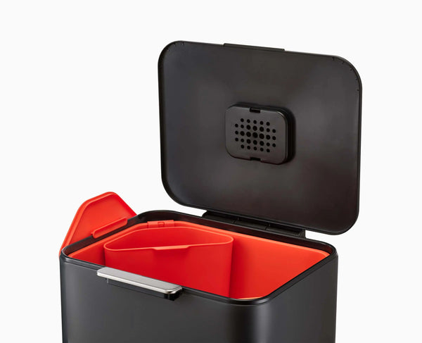 Joseph Joseph Totem Max 60L Black Waste & Recycling Trash Can
