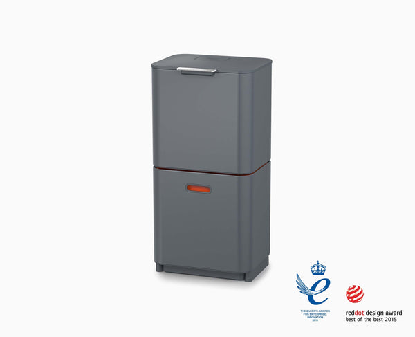 Joseph Joseph Totem Max 60L Gray Waste & Recycling Trash Can