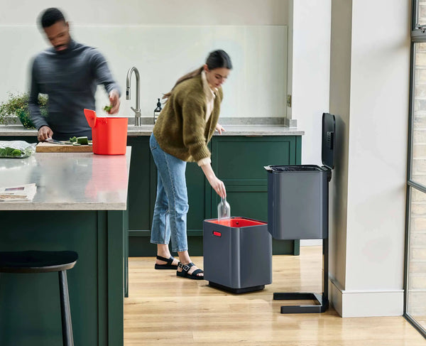Joseph Joseph Totem Max 60L Gray Waste & Recycling Trash Can Starter Set