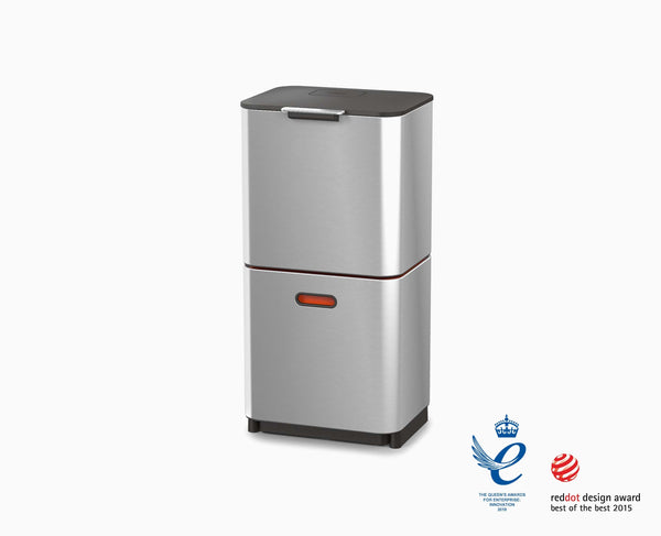 Joseph Joseph Totem Max 60L Stainless-steel Waste & Recycling Trash Can