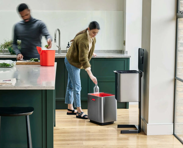 joseph joseph Totem Max 60L Stainless-steel Waste & Recycling Trash Can