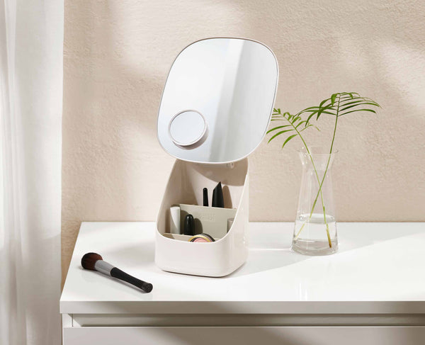 joseph joseph Viva Pedestal Mirror with Cosmetic Organizer