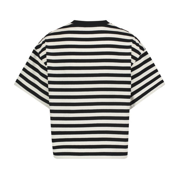 Joshua Sanders STRIPED DOUBLE SMILE TEE Black/White