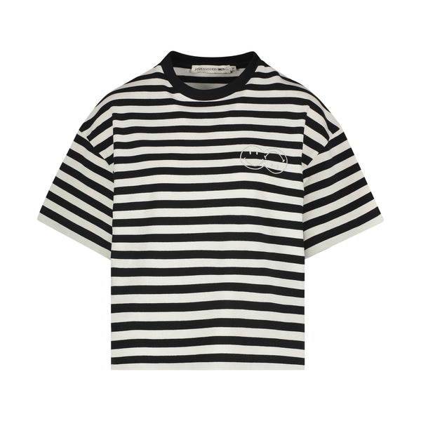 joshua sanders STRIPED DOUBLE SMILE TEE Black/White