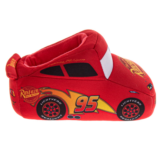 Josmo Disney Cars Boys Slippers Lightning Mcqueen Plush Warm Soft Aline Comfy Lightweight House Shoes (5-10 Toddler)