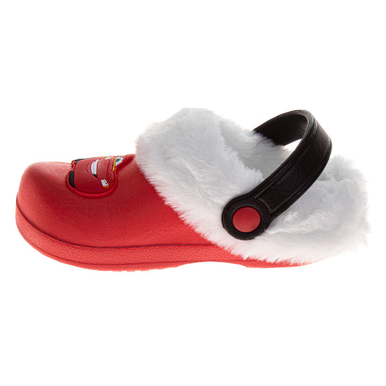 Josmo Disney Cars Lightning Mcqueen Fuzzy Fleece Lined Clogs For Boys Winter Warm Plush Garden Shoes (Toddler)