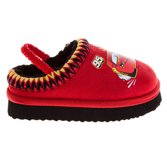 Josmo Disney Cars Snow Boys Slippers Lightning Mcqueen Boots Faux Fur Winter Mules Cozy Warm House Shoes (Toddlers)