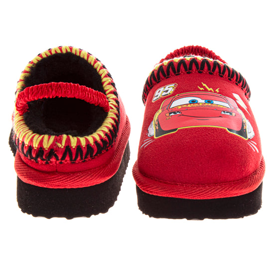 Josmo Disney Cars Snow Boys Slippers Lightning Mcqueen Boots Faux Fur Winter Mules Cozy Warm House Shoes (Toddlers)