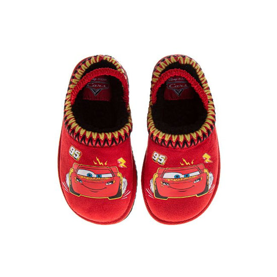 josmo Disney Cars Snow Boys Slippers Lightning Mcqueen Boots Faux Fur Winter Mules Cozy Warm House Shoes (Toddlers)
