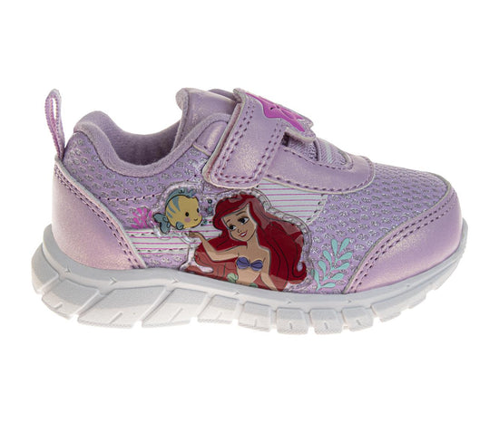 Josmo Disney Character Strap Shoes For Baby Girls - Little Mermaid Ariel Comftable Lightweight Sneakers (Size 2-4 Infant 5-6 Toddler)