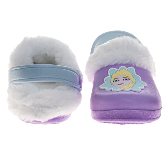 Josmo Disney Frozen Anna And Elsa Fuzzy Fleece Lined Clogs For Girls Winter Warm Plush Garden Shoes (Toddler)