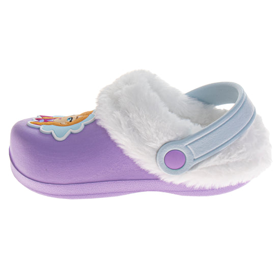 Josmo Disney Frozen Anna And Elsa Fuzzy Fleece Lined Clogs For Girls Winter Warm Plush Garden Shoes (Toddler)