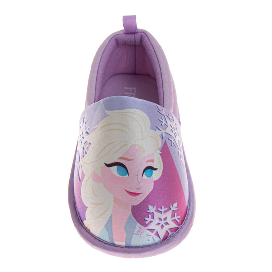 Josmo Disney Frozen Girls Slippers Anna And Elsa Plush Warm Soft Aline Comfy Lightweight House Shoes (5-10 Toddler)