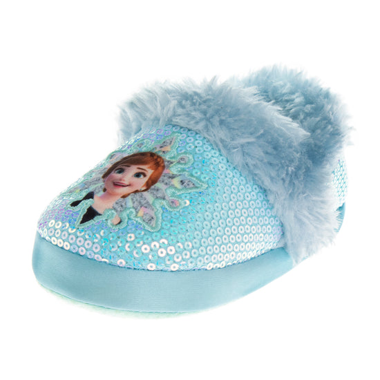 Josmo Disney Frozen Girls Slippers - Elsa And Anna Plush Lightweight Warm Comfort Soft Aline House Shoes - Purple (sizes 5-12 Toddler)