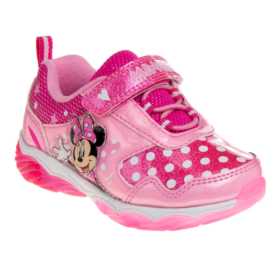 josmo Disney Girls Minnie Mouse Light Up Laceless Running Shoes (Toddler/Little Girl)