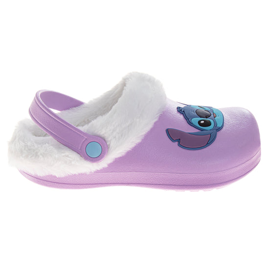 Josmo Disney Lilo & Stitch Fuzzy Fleece Lined Clogs For Girls And Womens Winter Warm Plush Garden Shoes