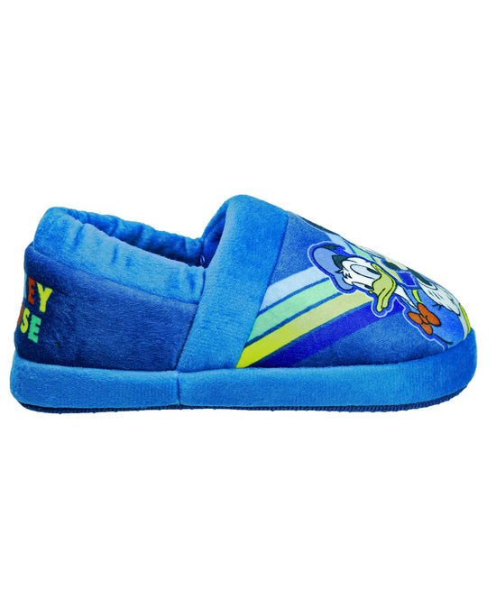 Josmo Disney Mickey Mouse Boys Slippers-Plush Lightweight Warm Comfort Soft Aline House Shoes Slippers - Navy Multi (sizes 5-12 Toddler)