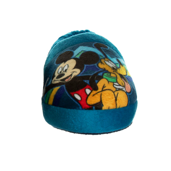 Josmo Disney Mickey Mouse Boys Slippers-Plush Lightweight Warm Comfort Soft Aline House Shoes Slippers - Navy Multi (sizes 5-12 Toddler)