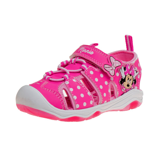 josmo Disney Minnie MoMinnie Mouse LED light up Hook & Loop Girls Toddler Closed Toe Sport Sandals