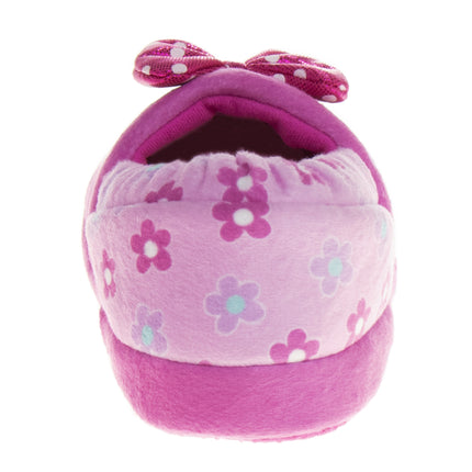 Josmo Disney Minnie Mouse Slippers For Kids Minnie's Bow Plush Warm Soft Aline Comfy Lightweight House Shoes