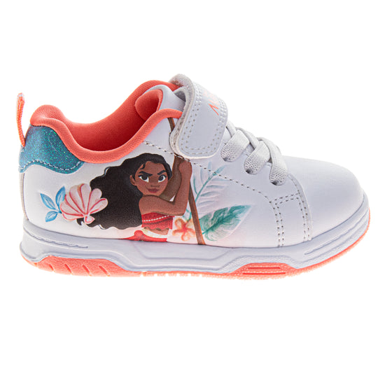 Josmo Disney Moana Shoes For Girls' Strap Closure Laceless Princess Sneakers Featuring Pua & HeiHei (Toddler/Little Kid)