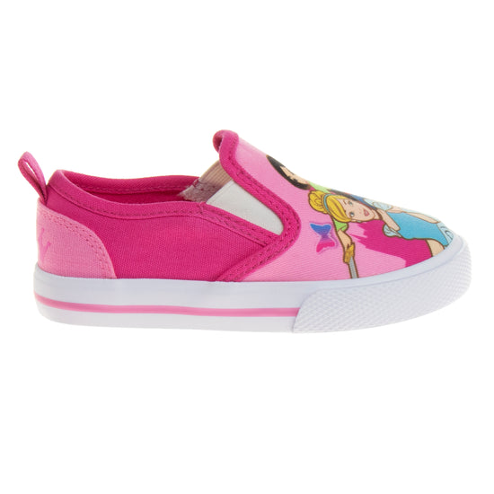 Josmo Disney Princess Girls No Lace Shoes - Disney Character Loafer Low Top SlipOn Casual Tennis Canvas Sneakers (size 5-12 Toddler)