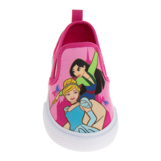 Josmo Disney Princess Girls No Lace Shoes - Disney Character Loafer Low Top SlipOn Casual Tennis Canvas Sneakers (size 5-12 Toddler)