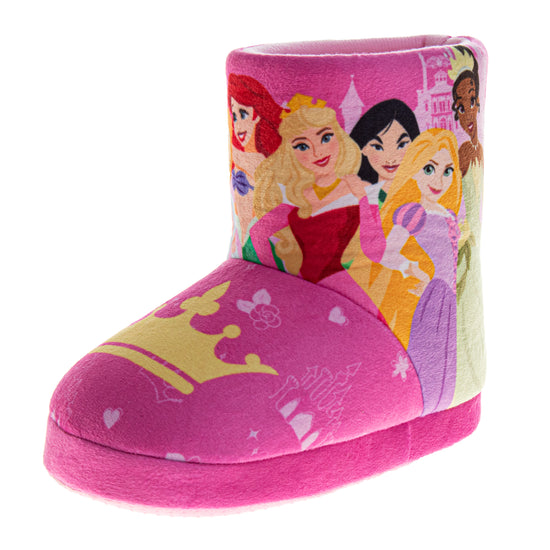 Josmo Disney Princess Slippers Booties Belle Snow White Jasmine Cinderella Ariel Warm Fluffy House Slippers For Girls (Toddlers)