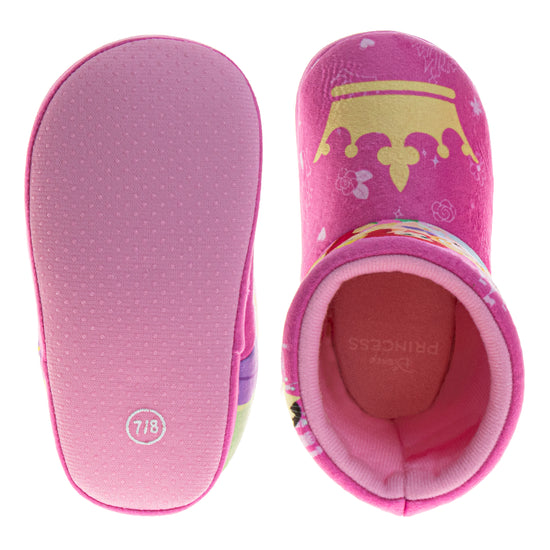 Josmo Disney Princess Slippers Booties Belle Snow White Jasmine Cinderella Ariel Warm Fluffy House Slippers For Girls (Toddlers)