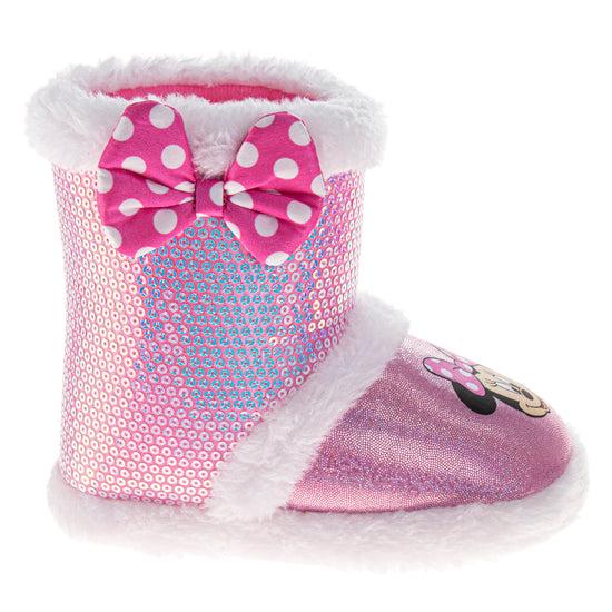 Josmo Disney Slippers Booties Minnie Mouse Warm Fluffy House Slippers For Girls (Toddlers)