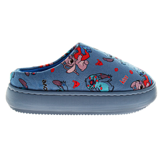 Josmo Disney Stitch And Angel Fluffy Women's Slippers
