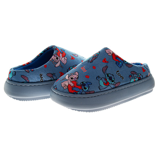 josmo Disney Stitch and Angel Fluffy Women's Slippers