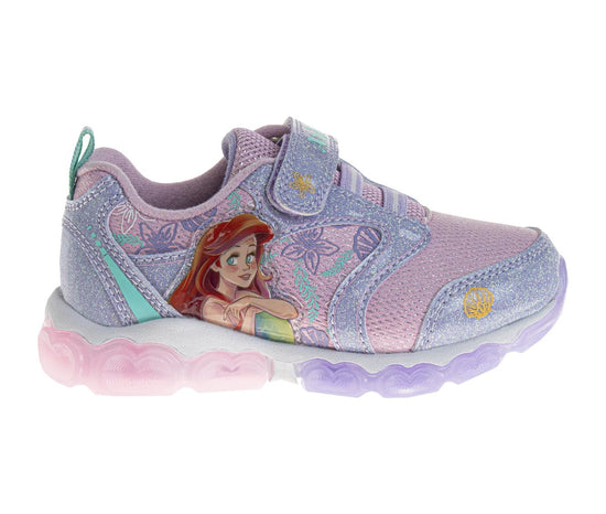 Josmo Disney The Little Mermaid Girls' Hook And Loop Light Up Fashion Sneakers (Toddlers)