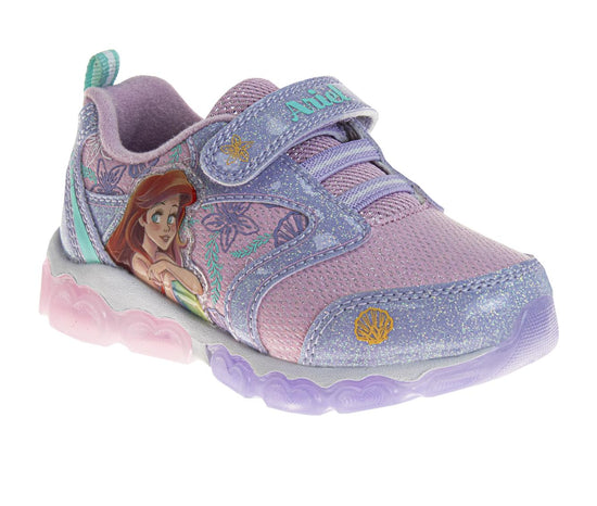 josmo Disney The Little Mermaid Girls' Hook and Loop Light Up Fashion Sneakers (Toddlers)