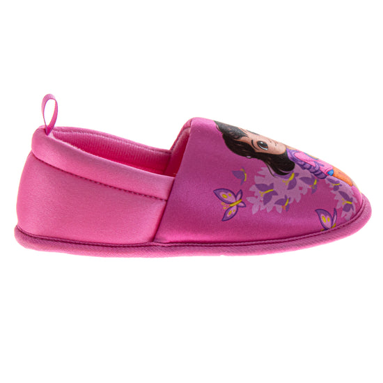 Josmo Dora The Explorer Girls Slippers - Plush Non-Slip Comfy Fluffy Lightweight Warm Comfort Soft Aline Indoor House Slippers (Toddler)